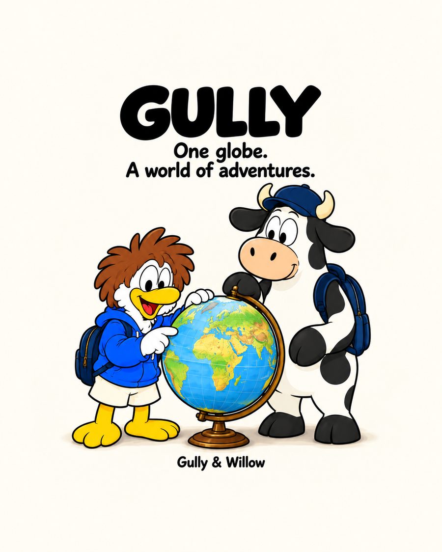 Gully and Willow with the globe.